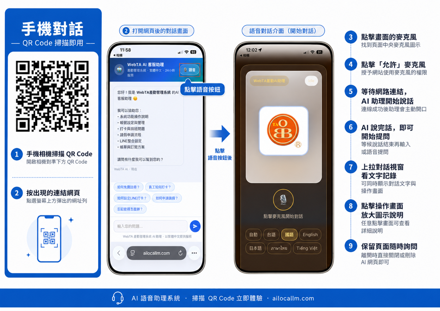 WebTA LINE AI 客服 — 掃描 QR Code 加入 LINE